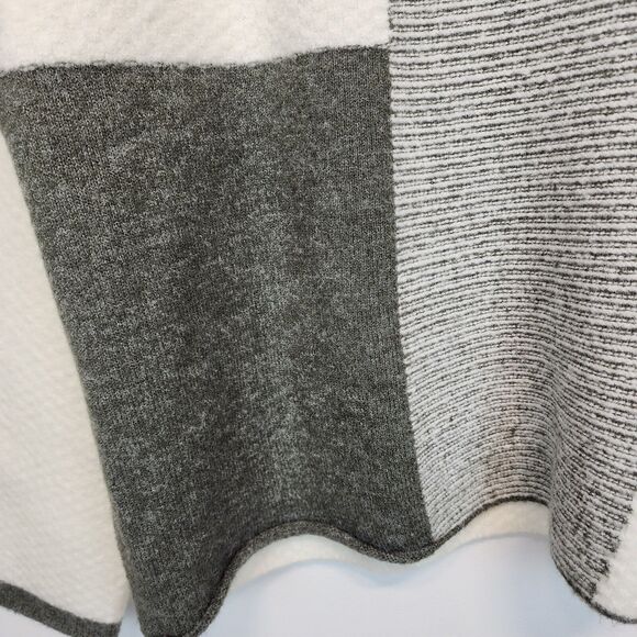 Cyrus Colorblock Mock Neck Sweater Size L Gray Cream Wool Blend Boxy Soft Chic - Picture 6 of 15